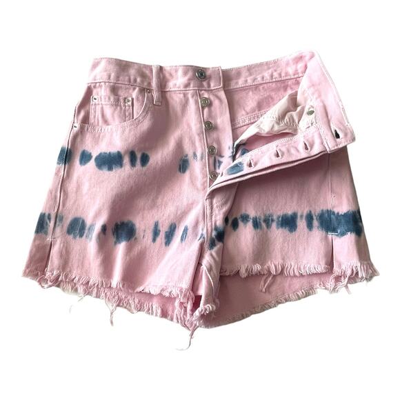 Pacsun Womens Jean Shorts 26 Ultra High Rise Vintage Short Button Fly Tie Dye - Picture 3 of 6